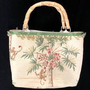 Vintage bamboo handle embellished beaded handbag